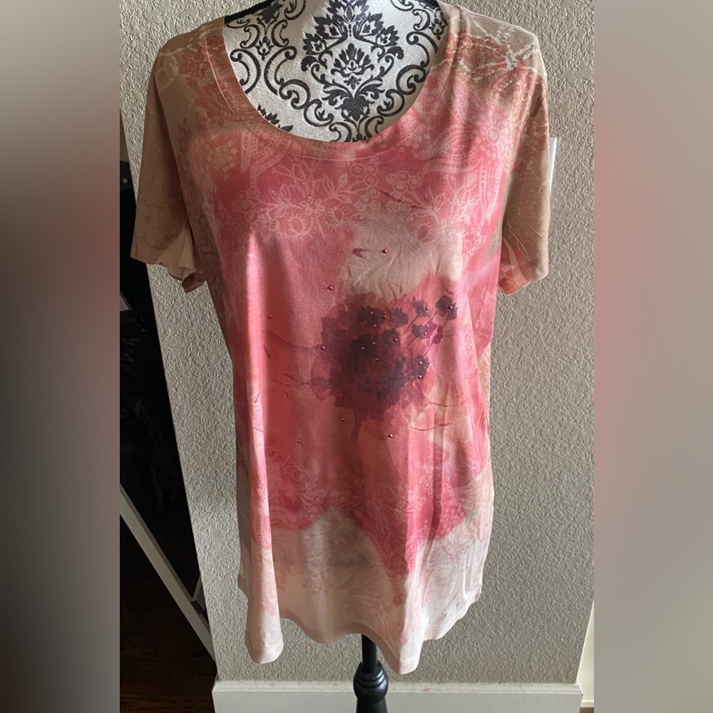 Appropriate Behavior XXL Top Sublimation Style Pink Rhinestone Shirt Short Slv